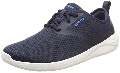 Crocs Men's LiteRide Mesh Lace Sneaker, Navy/White, 8 M US