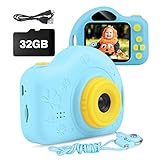 Kids Camera, AIMASON Digital Video Camera Gift for Age 3 4 5 6 7 8 9 10 Year Old Boys, Mini Rechargeable and Shockproof Camera Creative DIY Camcorder for Little Boy with 32GB SD Card (Blue)