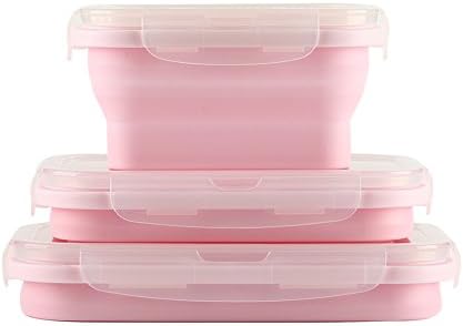 3 pack Silicone Food Storage Container BPA Free Lunch Box Bento Box Microwave Freezer and Dishwasher Safe Keep Food Fresh 800ml 500ml 300ml