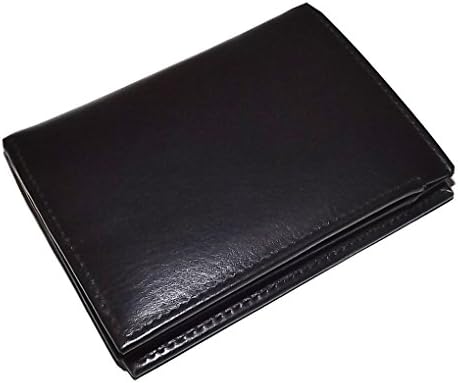 Italia Leather Men's L Fold RFID Blocking Credit Card Wallet with ID Black