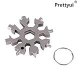 Prettyui 18-in-1 Snowflake Multi-Tool Card Stainless Steel Screwdriver Keychain Combination Tools Compact Portable Outdoor Adventure Multitools (Silver)