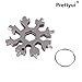 Prettyui 18-in-1 Snowflake Multi-Tool Card Stainless Steel Screwdriver Keychain Combination Tools Compact Portable Outdoor Adventure Multitools (Silver)