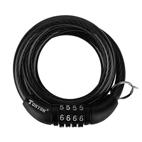 Baynne Manganese Steel + PVC + ABS Black 1200mm8mm(L x Dia) 4 Digit Combination Password Bike Bicycle Lock Steel Wire Security Cable