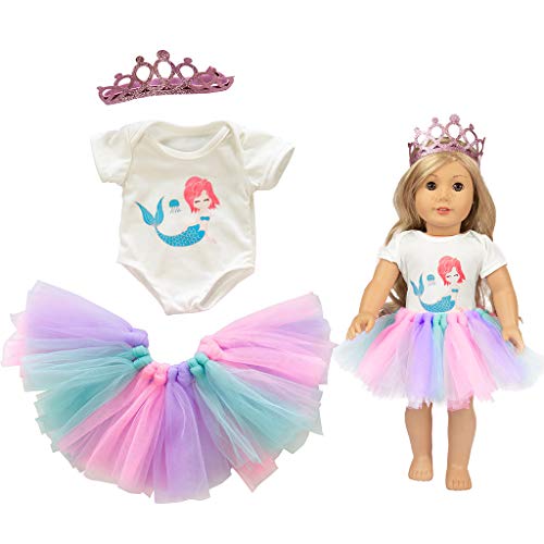 Fiaya Easter Cute Tutu Skirt+Headdress+ Short Sleeve T-Shirt Girl Toy for 18 inch Doll Accessory Gril's Dolls (Multicolor)