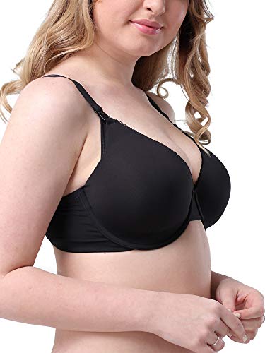 DotVol Women Plus Size Underwire Full Coverage Comfort Support Lightly Lined Maternity Nursing Bra(US 40DDD/Tag 95F, Black) - Thumbnail 2