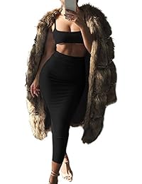 GOBLES Vestido de verano de 2 piezas con tirantes de espagueti sexy para dama