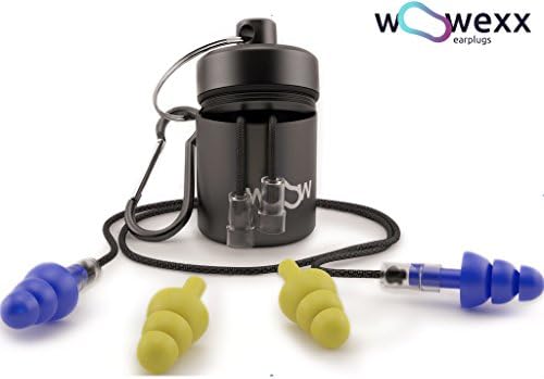 (2 Pairs) Noise Cancelling Ear Plugs With Cords + Carry Case – Super Safety High Fidelity Ear Plugs for Sleeping, Airplane Travel, Concerts, Shooting, Swimming, Industrial Sounds Blocking-28dB