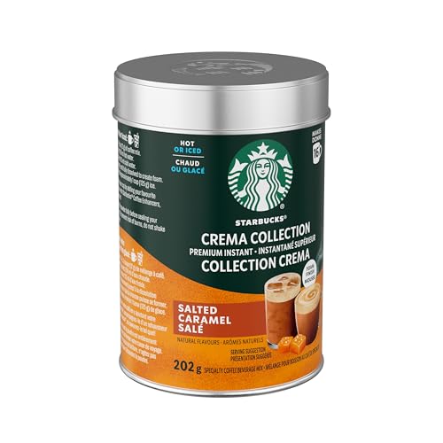 STARBUCKS Crema Collection Salted Caramel Premium Instant Coffee Mix, 202 g | Smooth & Buttery with a Creamy Foam Finish, Enjoy Hot or Iced