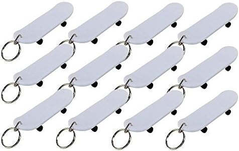 Skateboard Keychains - White. Wholesale Lot of 12 Keychains.