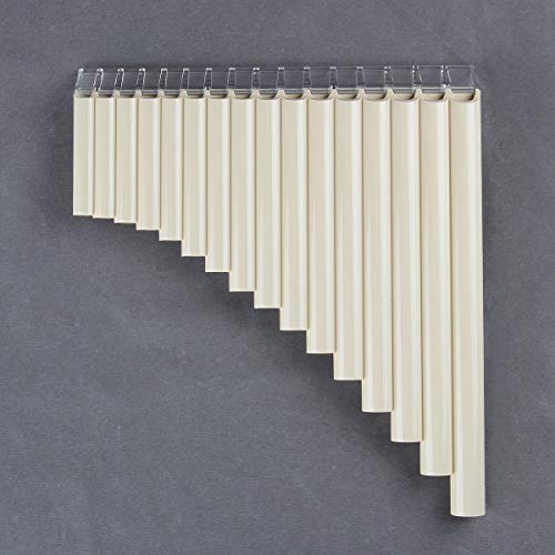 New Arrival 16 Pipes Pan Flute Pan Pipe G Key ABS Plastic Traditional Woodwind Musical Instrument for Beginner and Musical Lover (16 Pipes, ice white)