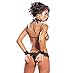 LOVELYIVA Hot Sexy Women Lingerie Sleepwear Babydoll Black Lace Bra+ G string+ Handcuff (black)