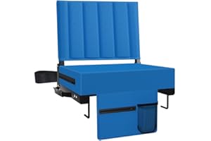 Aliphon Stadium Seat for Bleachers with Back Support and Cushion, Bleacher Seats with Shoulder Strap and Cup Holder, Padded Portable Folding Comfort Stadium Chair, for Sports Events, Blue (1pcs)
