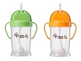 Zoli Baby Bot XL Straw Sippy Cup 9 oz - 2 Pack, Green/Orange