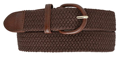 Marshal Wallet Mens Elastic Covered Buckle Braided Stretch Belt (Big & Tall Available) (XXX-Large, Brown)