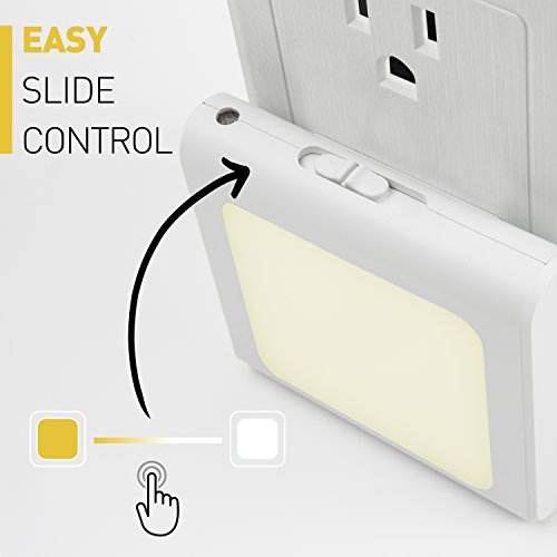 Plug In Night Light For Kids Nursery Room Dusk To Dawn Energy Efficient Warm White Lighting Lamp LED Projection for Children 2 Pack By Yello