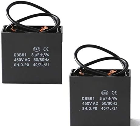 2X CBB61 450VAC 8UF METALLIZED CAPACITOR FOR MOTOR START-UP CEILING FAN: Home Improvement
