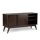 Simpli Home Draper Mid Century Solid Hardwood TV Media Stand, Medium, Auburn Brown