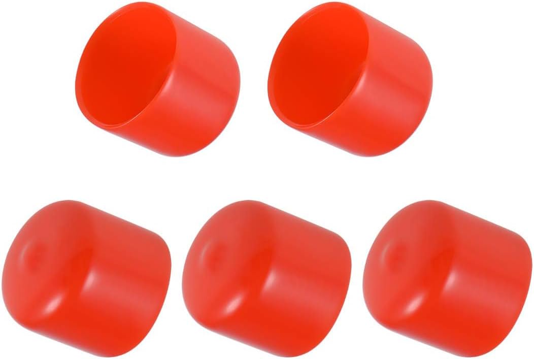MACHSWON 25mm Rubber End Caps Vinyl Round End Cap Cover End Safety Cover,Red,5pcs