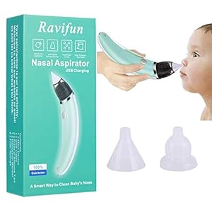 Baby Nasal Aspirator, Ravifun Electric Nose Sucker for Newborns and Toddlers, USB Charging, 5 Levels of Suction Power