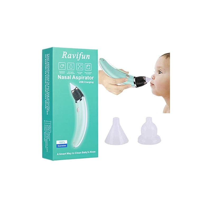 Baby Nasal Aspirator, Ravifun Electric Nose Sucker for Newborns and Toddlers, USB Charging, 5 Levels of Suction Power