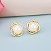18K Gold Plated Stud Earrings Golden Zircon Twist Simulated Pearl for Women Jewelry