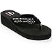 Alpine Swiss Womens Rhinestone Wedge Heel Flip Flop Sandals