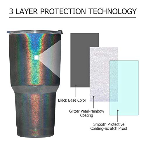 Toopify 30oz Stainless Steel Insulated Sparkle Black Tumbler Travel Mug with Straw Slider Lid, Cleaning Brush, Double Wall Vacuum