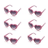 6 Neon Colors Heart Shape Party Favors Sunglasses, Multi Packs (6-Pack Pink)