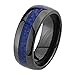 8mm Round Edge Ceramic COMFORT-FIT Blue Carbon Fiber Inlay Wedding Band Ring (Size 5 to 15)