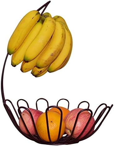 Amazon Kingzuo フルーツバスケット オシャレデザイン バナナもひっかけられる フルーツバスケット フルーツスタンド バナナスタンド バナナハンガーホルダー 鉄製 アイアン製 赤金 バナナスタンド オンライン通販