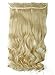24-30 Inches Straight Curly 3/4 Half Full Head 1 Piece 5 Clips in Hair Extensions, Bleach Blonde, 29 Inch-Curly