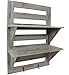 Chiaravita Vintage Rustic Torched Wood Hanging Wall Mount Organizer with 2 Hooks, 2-Tier Storage Rack Shelves – Farmhouse/White Washed Home Decor Shelf for Kitchen, Bedrooms, or Bathroom