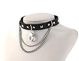HZMAN Fashion Women Men Cool Punk Goth Metal Pyramid Studded Link Leather Collar Choker Handcuffs Necklace