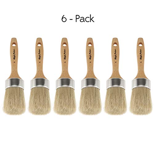 Large 2-in-1 Round Chalk & Wax Finishing Brush | Professional Quality for All Fine Art, Hobby & Chalk Paints, Faux Finishing, Stenciling & Wax Finishing [2" x 2.36" Brush Hair] - 6 Pack - Thumbnail 7