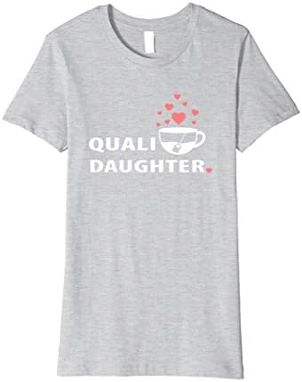 Womens 'Qualitea Daughter' Teacup / Tea Lover Cute Heart Pun Shirt Medium Heather Grey