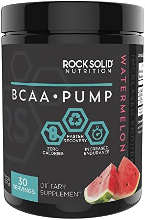 Rock Solid Nutrition BCAA Pump Muscle Builder Powder, Watermelon