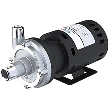 SEAFLO Stainless Steel Liquid Pump with Power Plug for Home Brewing Systems and High Temperature Systems - 115 VAC, 7.5 GPM (Angled)