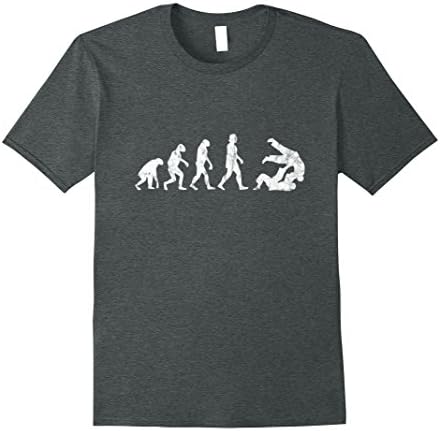 Mens The Evolution Of Man Brazilian Jiu Jitsu BJJ T-Shirt XL Dark Heather