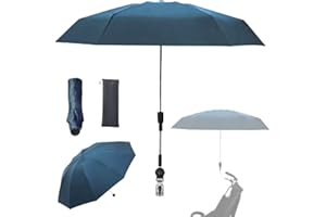 Nakazawa Clip-on Umbrella for Stroller Sunshade, Adjustable Steering Angle, Handle Included, Compact and Lightweight, Suitable for All Kinds of Strollers (Misty Blue)