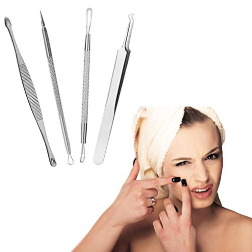 Sunward 4PCS Blackhead Remover Tool Kit , Professional Stainless Steel Tool Set