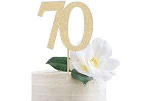 Gold Glitter 70 Cake Topper, 70th Anniversary, Seventieth Birthday, Seventy