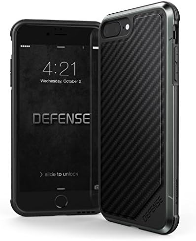 iPhone 7+/8+ Case, Defense Lux Series - Military Grade Drop Tested, Anodized Aluminum, TPU, and Polycarbonate Protective Case for Apple iPhone 7+ &amp; iPhone 8+ (Black Carbon, iPhone 7+/8+)