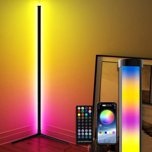 Led Corner Floor Lamp, 65.3" RGB Color Changing Mood Lighting Corner Lamp with App and Remote