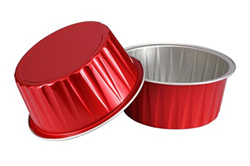 KEISEN 3 2/5" mini Disposable Aluminum Foil Cups 125ml 100/PK 4OZ for Muffin Cupcake Baking Bake Utility Ramekin Cup (RED) - Thumbnail 2