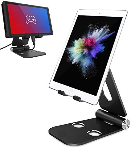 Ajustable Stand for Nintendo Switch and Tablets, Spater Home or Office Cell Phone Holder Dock for iPhone iPad Series, Samsung Galaxy Tabs, Google Nexus, LG, Kindle Fire and more (Black)