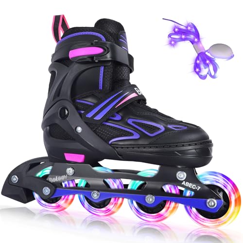 BELEEV Inline Skates Light-up Wheels & Shoelaces