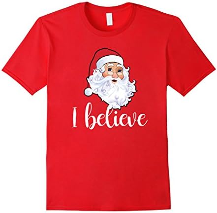 Mens I Believe Santa Claus T-Shirt Christmas Holiday Large Red