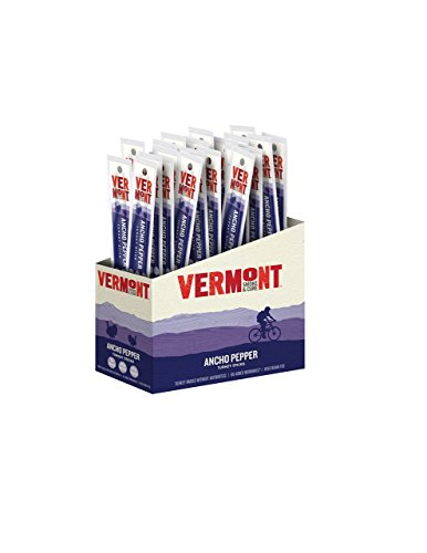 Vermont Smoke & Cure Meat Sticks, Turkey, Antibiotic Free, Gluten Free, Ancho Pepper, 1oz Stick, 24 Count