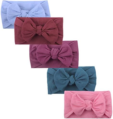 5PCS Headbands for Girls Toddler Diadia Sweatband Band Bow Accessories Headwear Insulates and Absorbs Sweat, Head Bands for Baby (B)