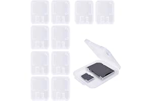 Pack of 10 Plastic Memory Card Case Holder Storage Boxes Compatible with SD SDHC SDXC Micro SD T-Flash Card (Transparent)